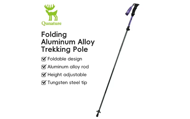 Qunature Foldable Lightweight Aluminum Trekking Pole With Adjustable Height And Grip - Purple