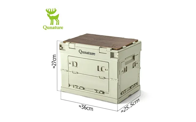 Qunature Outdoor Folding Storage Box With Multi-door Design And Tabletop Option - 26l Wooden Board