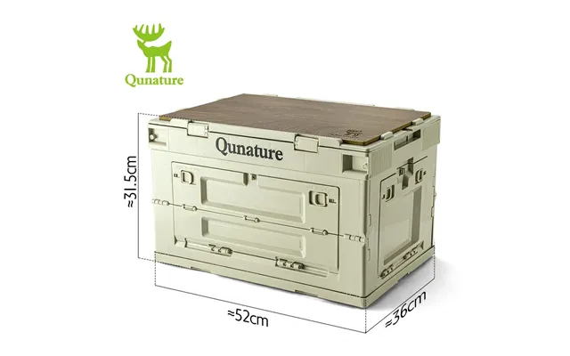 Qunature Outdoor Folding Storage Box With Multi-door Design And Tabletop Option - 60l Wooden Board