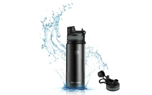 Rockbros Stainless Steel Insulated Water Bottle With Straw - Black 18-oz