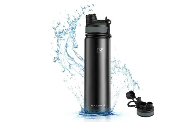 Rockbros Stainless Steel Insulated Water Bottle With Straw - Black 22-oz