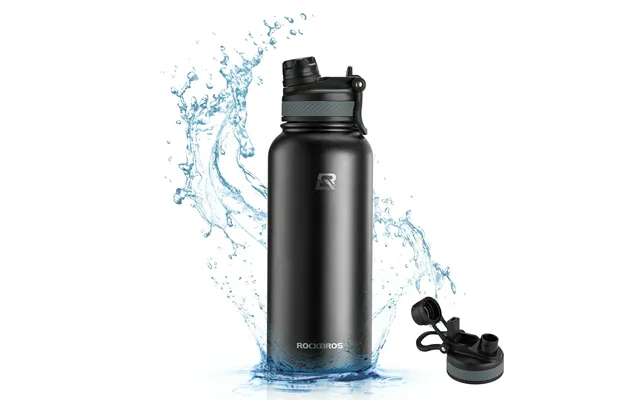 Rockbros Stainless Steel Insulated Water Bottle With Straw - Black 32-oz