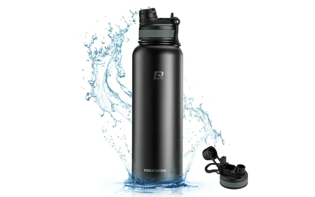 Rockbros Stainless Steel Insulated Water Bottle With Straw - Black 40-oz