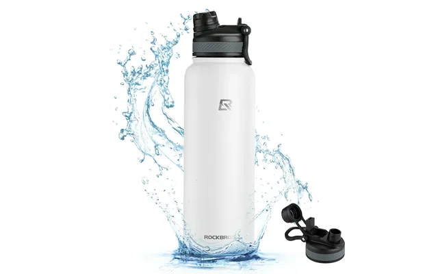 Rockbros Stainless Steel Insulated Water Bottle With Straw - White 40-oz