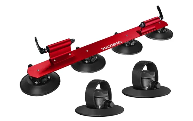 Rockbros Suction Cup Bike Rack For Car Roof Quick Release Sucker Mount - 2 Bike Red