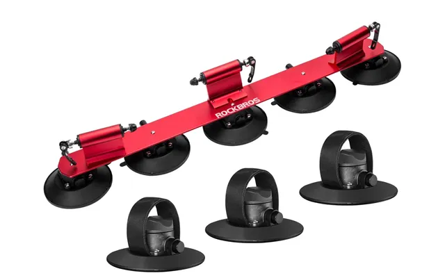 Rockbros Suction Cup Bike Rack For Car Roof Quick Release Sucker Mount - 3 Bike Red