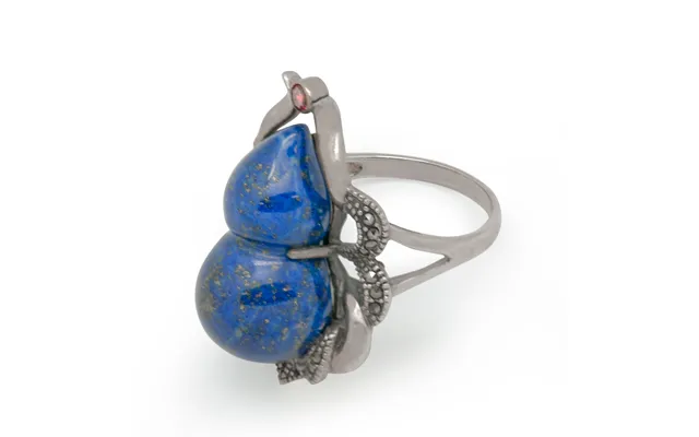 7.59ct Natural Stone Lapis 925 Sterling Silver Gourd Ring Safe Wishes