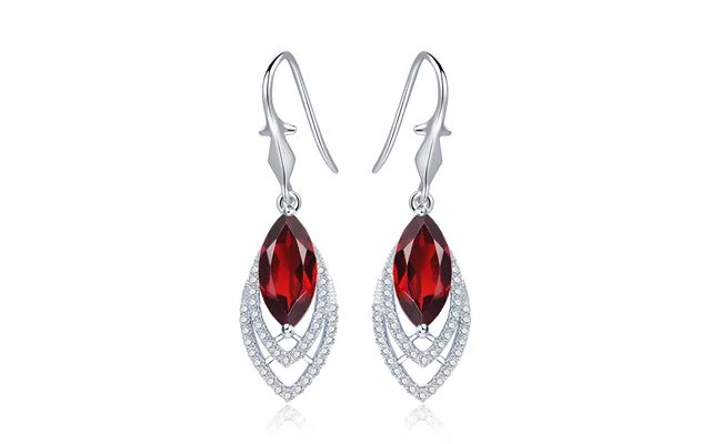 Diva 5.0ct Natural Red Garnet Sterling-silver-jewelry Feather Dangle Earrings