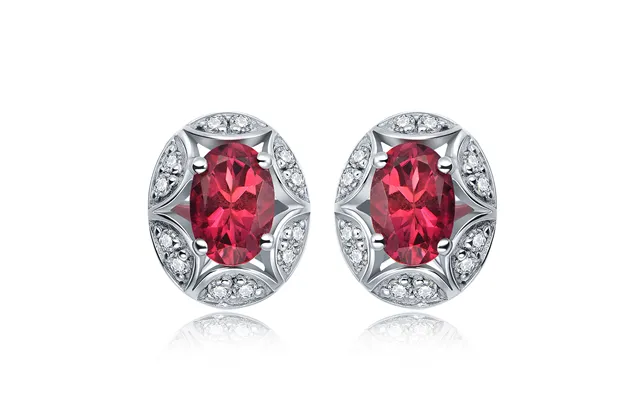 Flower Bud 2.5ct Natural Red Tourmaline Gemstone Sterling Silver Studs Earrings