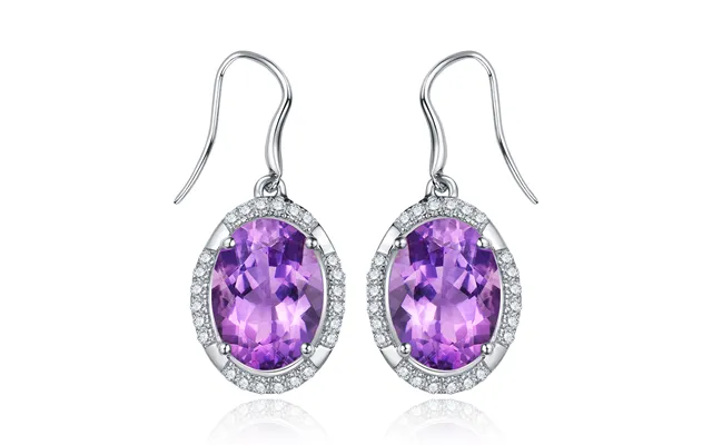 Sunset Glow Luxury 8.5ct Natural Amethyst Sterling Silver Oval Dangle Earrings