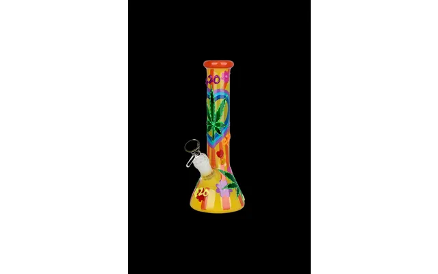420 Hemp Leaf Glow In The Dark Beaker Water Pipe