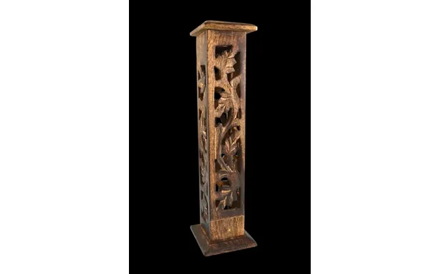 Carved Wood Square Tower Incense Burner