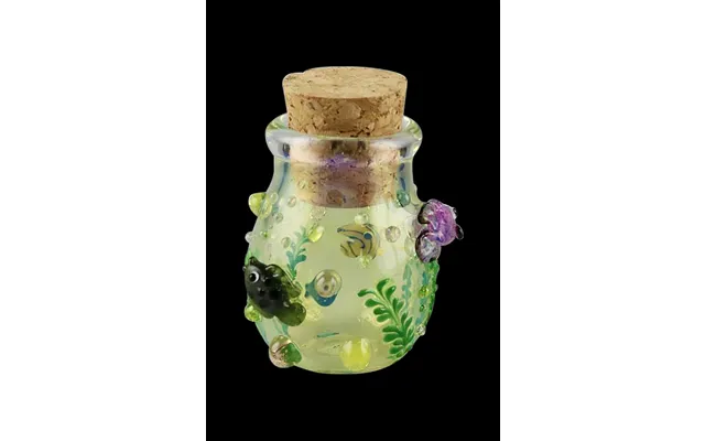 Fish Theme Handblown Glass Jar With A Cork Lid