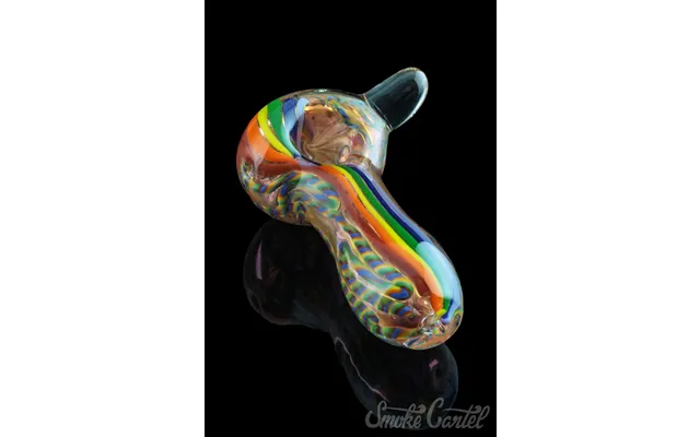 Heavy Cane Worked Rainbow Spoon - Rainbow Mega Pipe