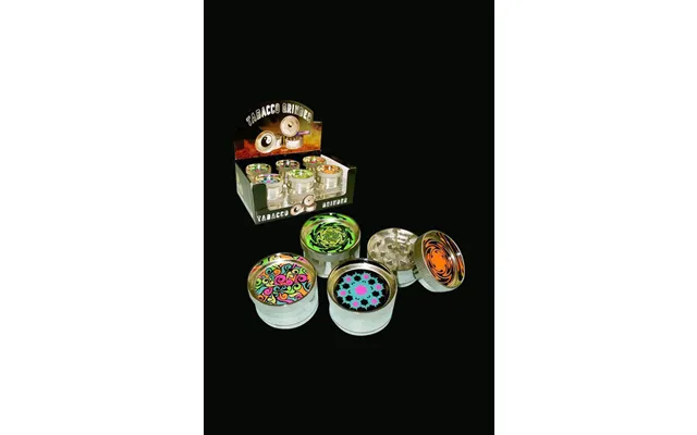 Metal 3-piece Grinder With Black-light Designs - 12 Pack