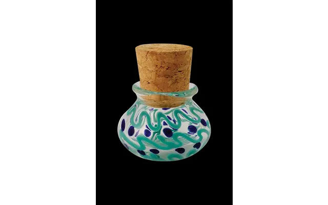 Multicolored Glass Jar With Squiggles And Dots