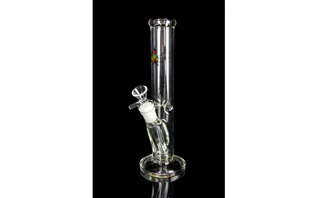 Straight Tube Water Pipe - Rainbow Pot Leaf
