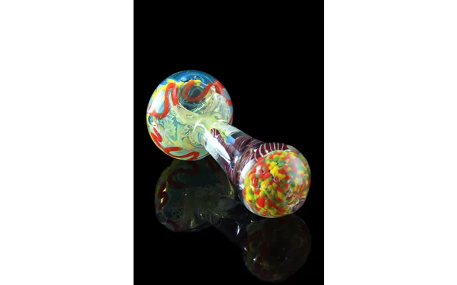 Trumpet Fume Colored Rasta Glass Spoon Pipe