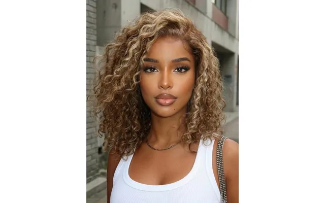 Sunber Hair 180% Density 7x5 Pre Cut Honey Blonde Highlights Shoulder-length Bob Curly Lace Part Wig With Invisi Drawstr