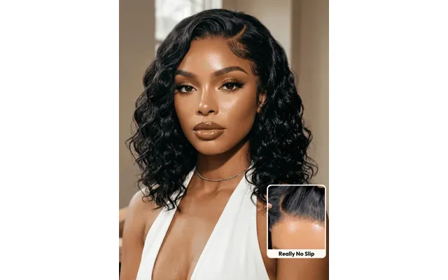 Sunber Hair 220% Density 6x4 Glueless Lace C Side Part Shoulder-length Water Wave Short Wavy Bob Soft Natural Waves Wig 