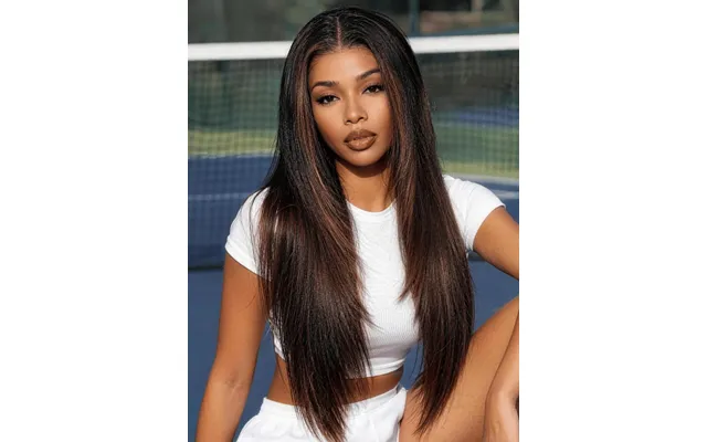 Sunber Hair 7x5 Bye Bye Knots Ombre Chestnut Brown Face-framing Feathered Layers Yaki Straight With Invisi Drawstring - 