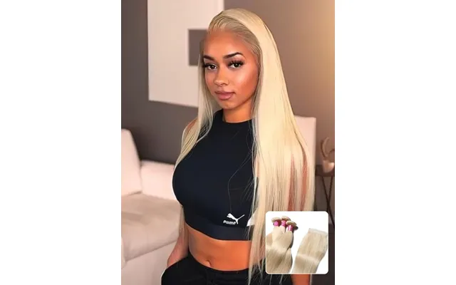 Sunber Hair Hair 3 Bundles 613 Blonde Straight Human Hair Weaves With 4x4 Lace Closure - 10 10 10 10