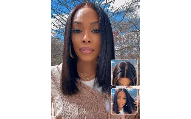 Sunber Hair Hair Blunt Cut Straight Bob 7*5 Precut Lace Human Hair Wig - 7*5 Elastic Drawstring 10