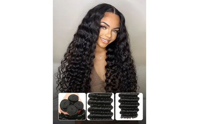 Sunber Hair Hair New Remy Hair Peruvian Deep Wave 3 Bundles 100% Human Hair Weave - 12 1 Pc