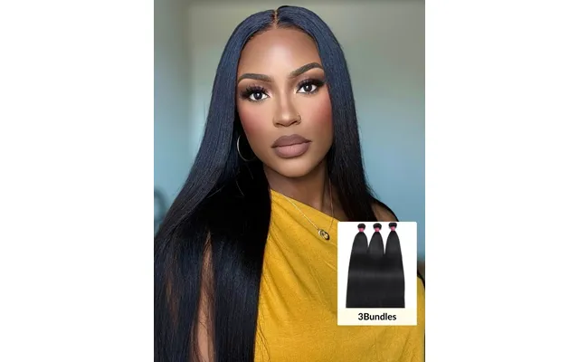 Sunber Hair Yaki Straight 1 3 4pcs Virgin Hair Extensions With Human Hair Bundles - 8