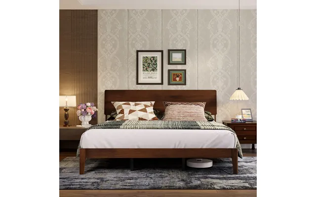 Solid Wood Platform Bed Frame With Adjustable Headboard - Natural Full