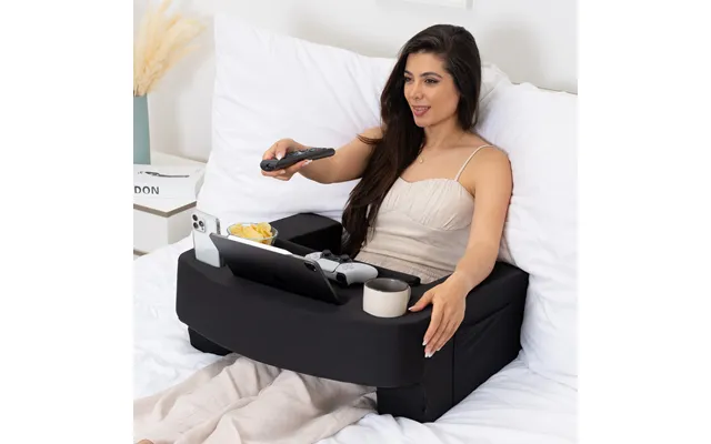 Reading Pillow For Gaming Lap Desk & Arm Rest With Cup & Phone Holder Black