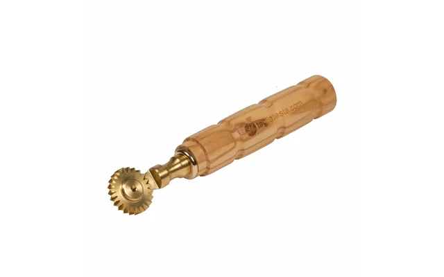 Brass Pasta Cutter With Single Toothed Blade 30 Mm Diameter. Olive Wood Handle