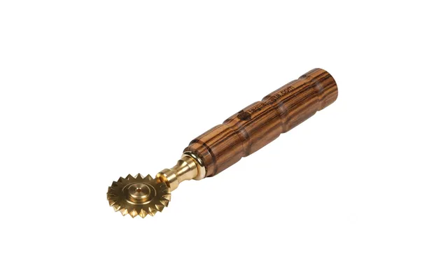 Brass Pasta Cutter With Single Toothed Blade 38 Mm Diameter. Zebrano Wood Handle