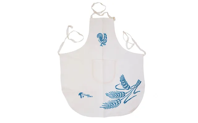 Kid Apron In Linen-cotton With Blue Traditional Romagna Prints