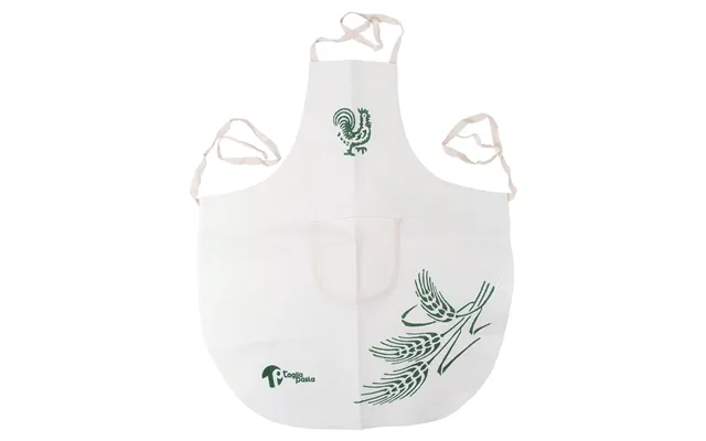 Kid Apron In Linen-cotton With Green Traditional Romagna Prints