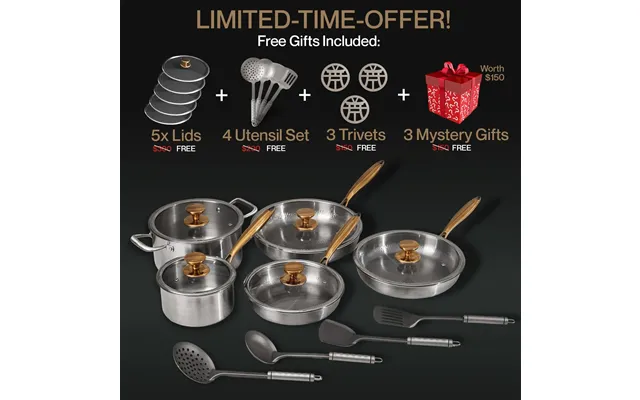 Spring Sale Exclusive Complete Classic Titanium Cookware Set 20 Piece