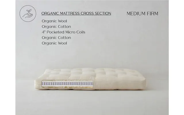 Pure Comfort Organic Cotton Mattress - Organic Cotton Mattress Medium Firm With Wool & Microcoils
