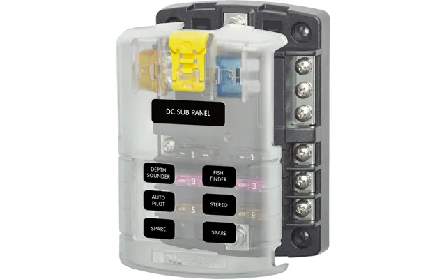 Blue Sea 5025 St Blade Fuse Block With Cover - 6 Circuit With Negative Bus