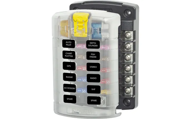 Blue Sea 5029 St Blade Fuse Block With Cover - 12 Circuit Without Negative Bus