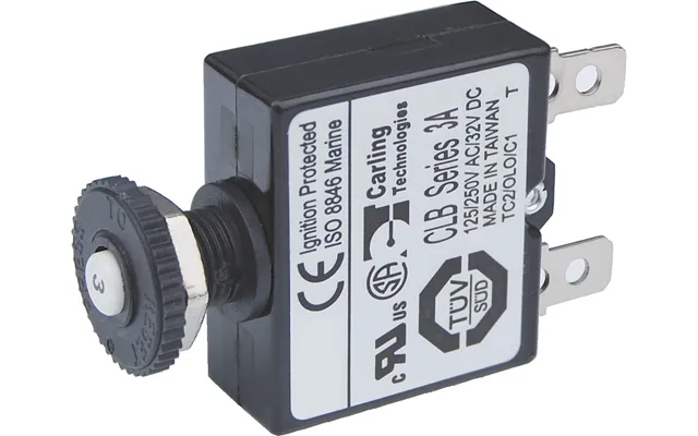 Blue Sea 7050 3a Push Button Thermal With Quick Connect Terminals