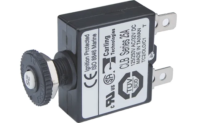 Blue Sea 7058 25a Push Button Thermal With Quick Connect Terminals
