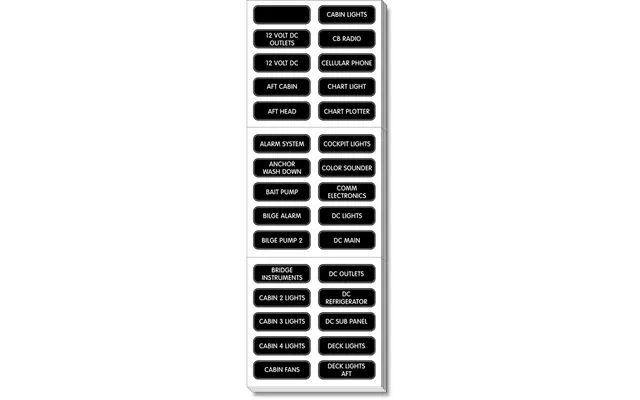 Blue Sea 8039 Dc Panel Extended 120 Label Set