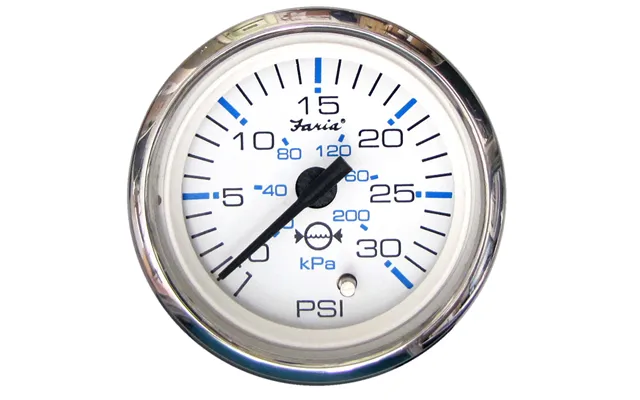 Faria 13812 Chesapeake White Ss 2 Inch Water Pressure Gauge Kit 30psi