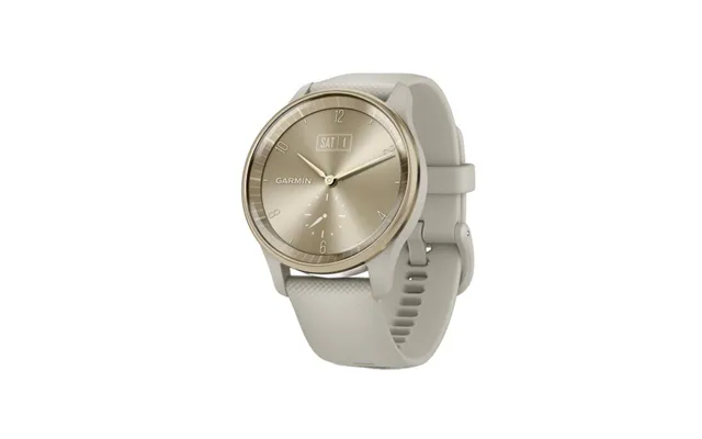 Garmin 010-02665-02 Vivomove Trend Hybrid Smartwatch With Stainless Steel Bezel And Silicone Band Cream Gold