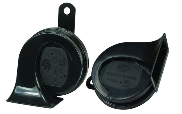 Hella 011225831 Horn Kit Bx Blk Trumpet 1 - One 500 Hertz High-tone Horn One 400 Hertz Low-tone Horn 113 Decibels 12 Vol