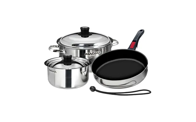 Magma A10-363-2-ind Nesting 7-piece Induction Compatible Cookware - Stainless Steel Exterior & Slate Black Ceramica Non-