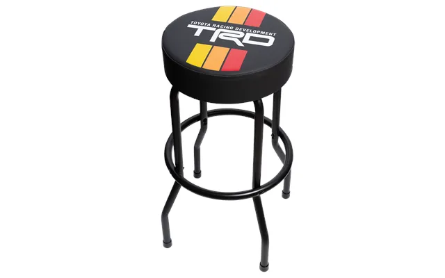 Plasticolor 004815r01 Stool Round Black Vinyl Seat With Toyota Trd Logo Vintage Stripe Garage Stool Non-swivel 4 Steel L
