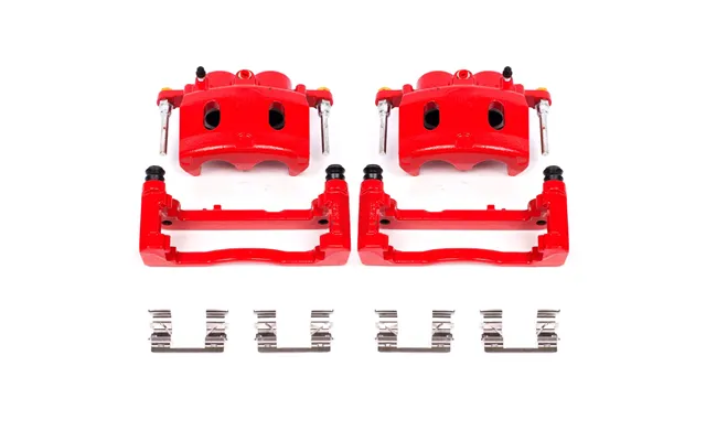 Powerstop S4918a Front Pair Of High-temp Red Powder Coated Calipers For Cadillac Escalade Xts Chevy Silverado 1500 Subur