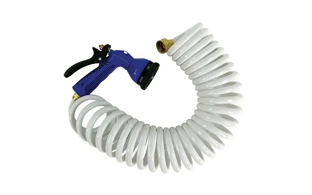 Whitecap P-0440 15ft White Coiled Hose With Adjustable Nozzle