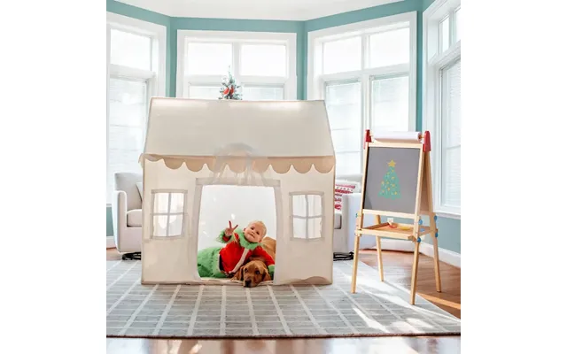 Bright Play & Art Set Colorful Easel Cream Playhouse With Lights